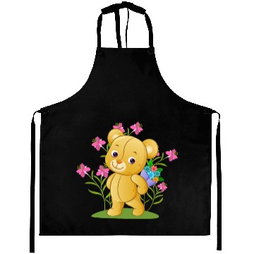 Discover The sweet teddy bear holding a bucket Aprons