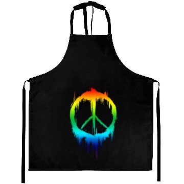 Discover Peace Sign Peaceful 60s 70's Retro Hippie Rainbow Aprons