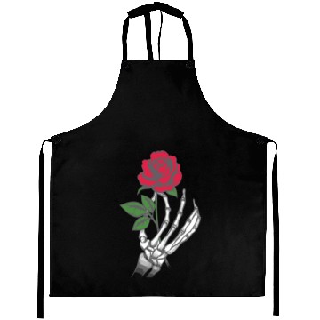Discover Skeleton Hand Red Rose Flower Aprons