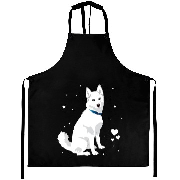 Discover Cute White Siberian Husky Sweet White Snow Dog Aprons