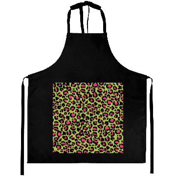 Discover Leopard Pattern in Raspberry on Lime Green Aprons