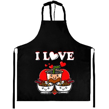 Discover Powered By Ramen And Boba Bubble Tea print Aprons