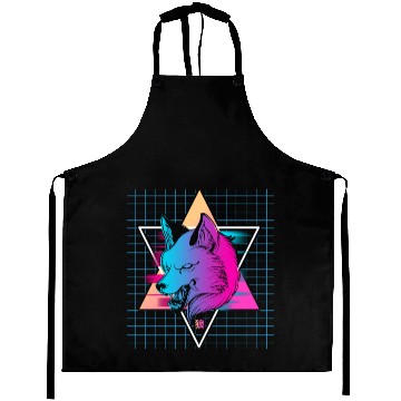 Discover Japan Vaporwave Wolf Aprons