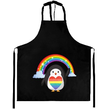 Discover LGBT Pride Heart Penguin Shiny Rainbow Aprons