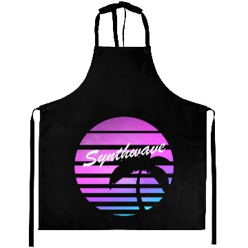 Discover Aesthetic synthwave sunset with palm tree. Aprons