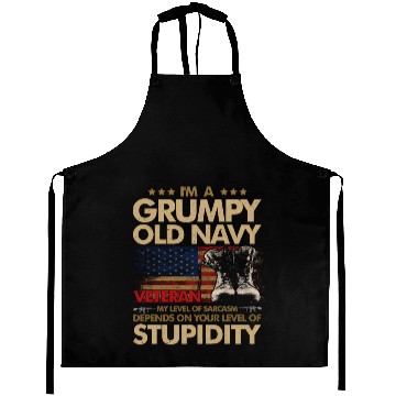 Discover Retirement Grumpy Old Veteran Pride Navy Sarcasm Aprons