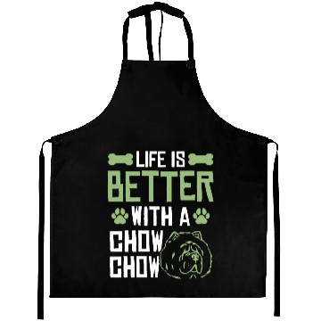 Discover life is better chow chow Aprons
