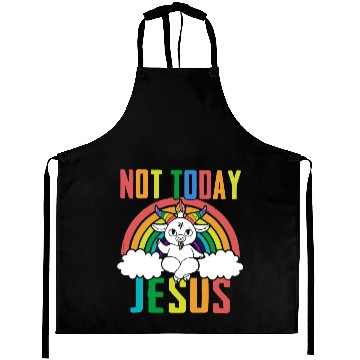 Discover Satan Baphomet Not Today Jesus Aprons Unisex T-Shir