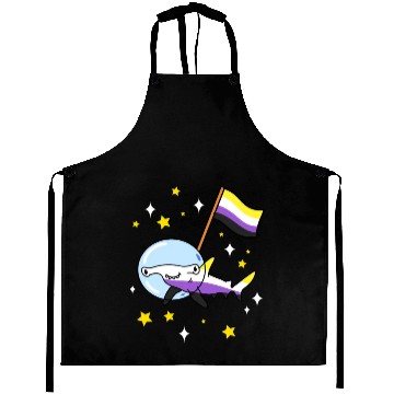 Discover Nonbinary Pride Hammerhead Shark In Space Aprons