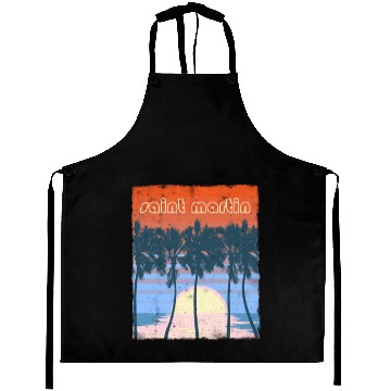Discover Retro Saint Martin Beach Vacation Souvenir Aprons