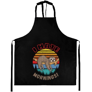 Discover Cute Funny Sloth Aprons I hate mornings