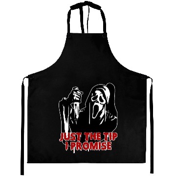 Discover Just The Tip I Promise - Skeleton Horror Halloween Aprons