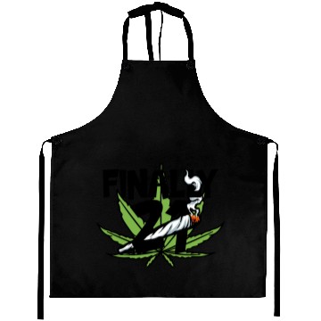 Discover FINALLY 21 WEED STONER 21st BIRTHDAY Aprons