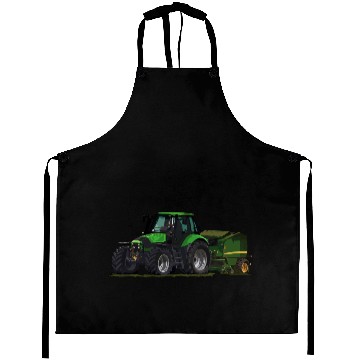 Discover Light green tractor with a baler Aprons