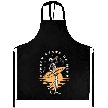 Discover Skeleton Surfing Printed Summer Sunset Aprons