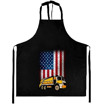 Discover Garbage Truck USA Flag Gift Aprons