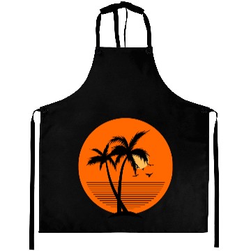 Discover Sun Set// Neon orange round scene Aprons