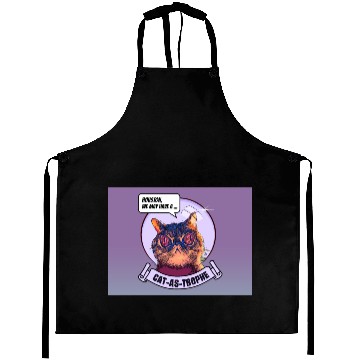 Discover Alien Space Cat - Cat-as-trophe (DDP 4:3 Cartoon) Aprons