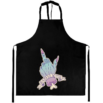 Discover Badass Witch Hand Middle Finger Gothic Spooky Aprons