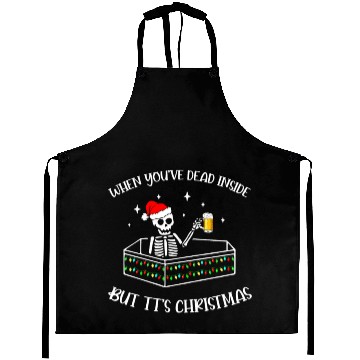 Discover Dead Inside Christmas Skeleton And Beer Aprons