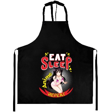 Discover Eat Sleep Anime Repeat Aprons