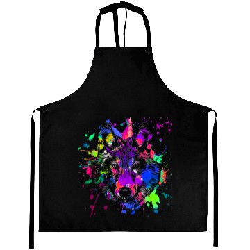 Discover Paint Splatter Wolf Aprons