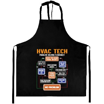 Discover Funny HVAC Tech Gift - Problem Solving Flowsheet - Aprons