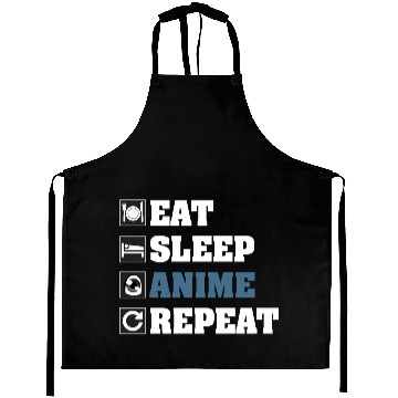 Discover Eat Sleep Anime Repeat Aprons
