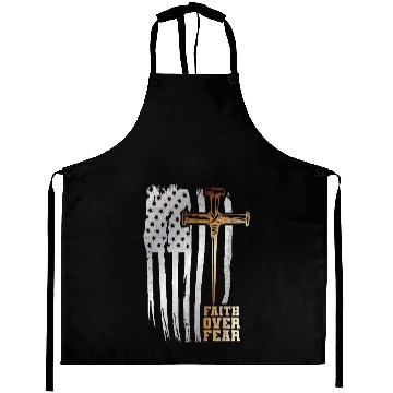 Discover Faith Over Fear Christian American Flag Aprons