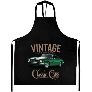 Discover Vintage Green Camaro Classic Car Aprons