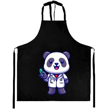 Discover Cute panda doctor with syringe Aprons
