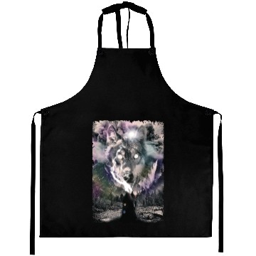 Discover Wolf Wizard Forest Winter Landscape Aprons