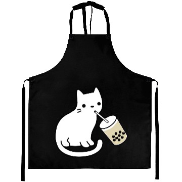 Discover Cat Drinking Boba Milk Tea Bobalogy Aprons