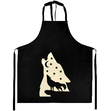 Discover Wolf silhouette howling wolf moonlight Aprons