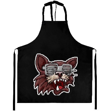 Discover cat fancy striped sunglasses 8 bit pixel style Aprons