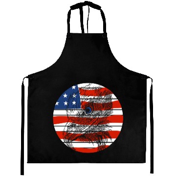 Discover bald eagle black head bird american flag Aprons