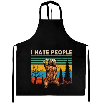 Discover I Hate People Bear Drinking Beer Vintage Aprons