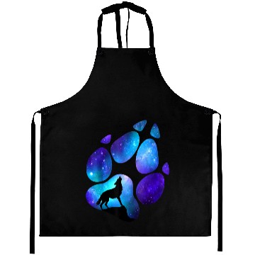 Discover Wolf Paw Galaxy Wild Lone Wolves Double Exposure Aprons