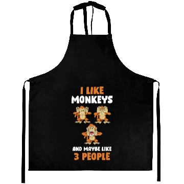 Discover I Like Monkeys And 3 People Funny Monkey Gift Aprons