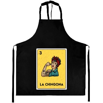 Discover La Chingona Mexican Lottery Bingo Game Card Player Aprons