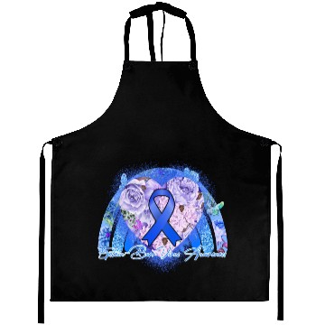 Discover Epstein-Barr Virus Awareness blue ribbon Aprons