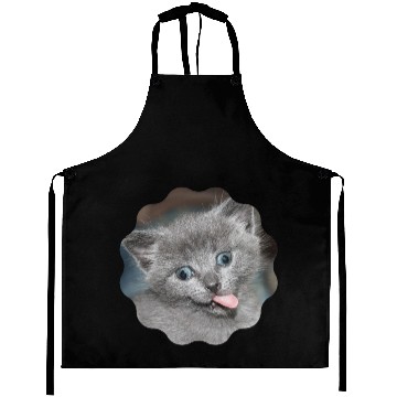 Discover Cute Goofy looking kitten Aprons