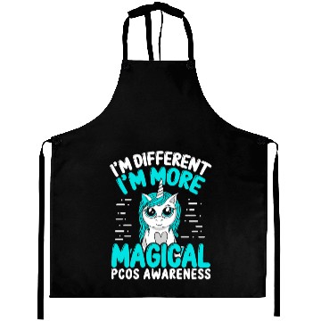 Discover PCOS Awareness Unicorn Teal Ribbon Aprons