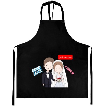 Discover Just married the bride and groom Aprons