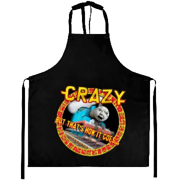 Discover crazy train logo Aprons