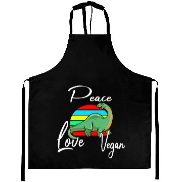 Discover Peace Love Vegan Brontosaurus Aprons