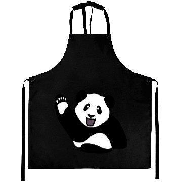 Discover Happy Panda Waving Aprons