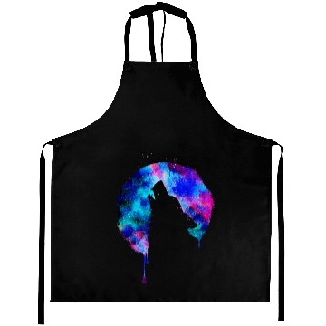Discover Howling wolf full moon wolves galaxy stars sky Aprons