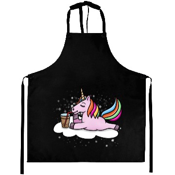 Discover Unicorn Drinking Boba Milk Tea Aprons