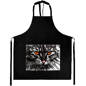 Discover funny cat face Aprons